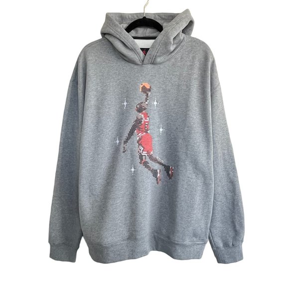 Nike Jordan Jumpman Essential Graphic Fleece Pullover Hoodie Grey - Picture 1 of 13